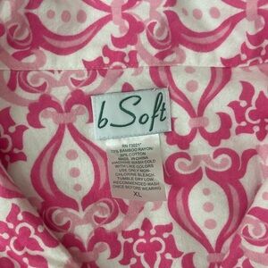 bSoft Boutique 2 Piece Flannel Women's Pink Patterned Pajama PJ’s Set Top Pant